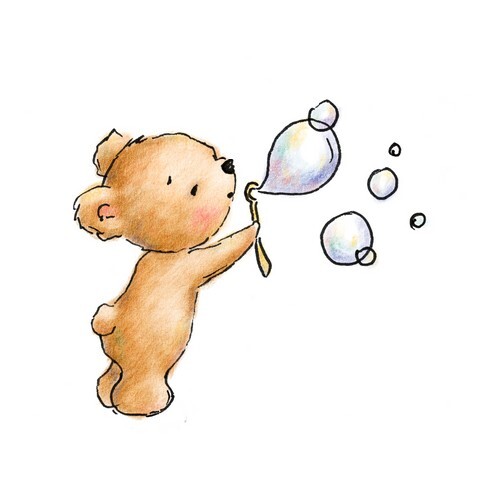 baby bear blowing bubbles